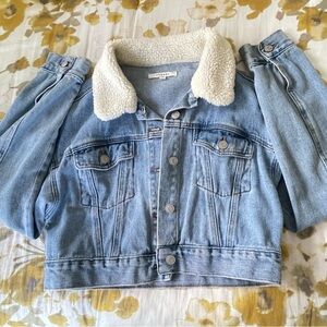 PacSun Light Blue Jean Jacket with Cream Collar
